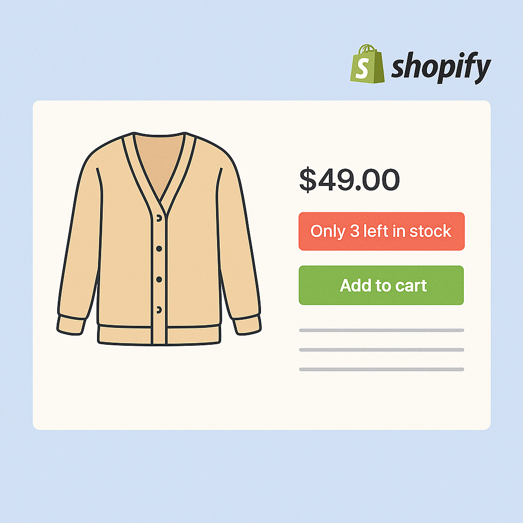 Low Stock Messaging Example in Shopify