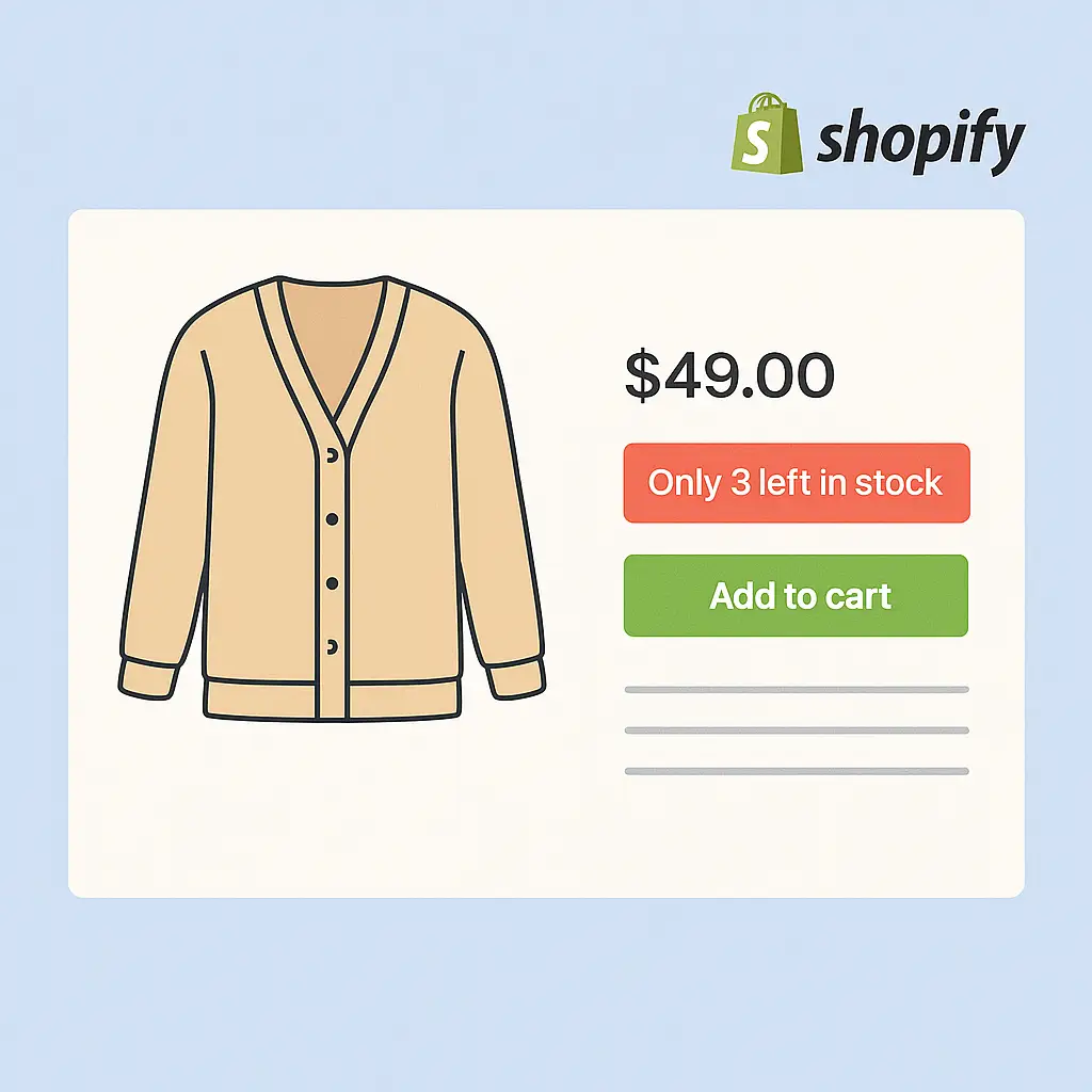 Low Stock Messaging Example in Shopify