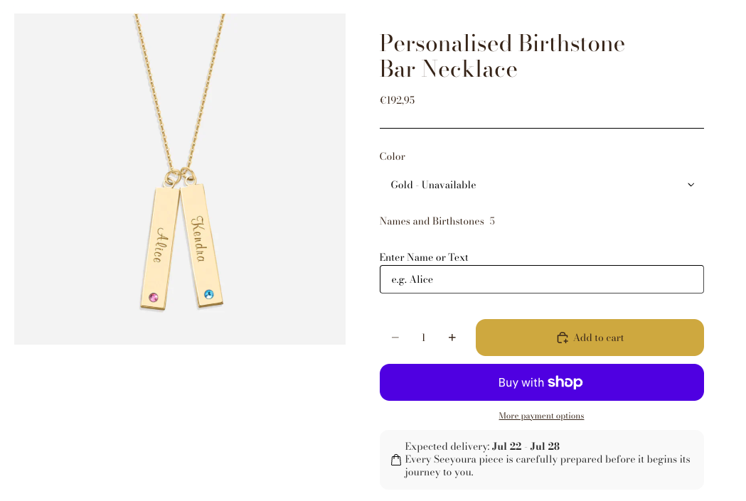 How to add personalization option on Shopify: dashboard with multiple fields