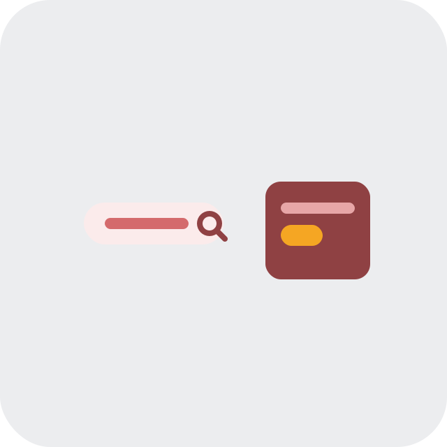 customly alternative shown as a search bar correcting to a simpler amber-accented app card