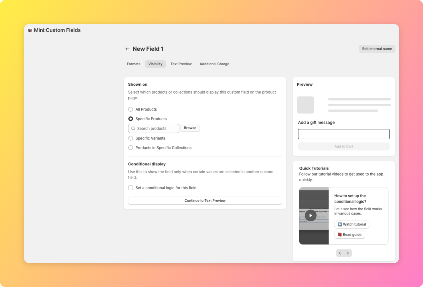 How to Offer Gift Messages on Shopify - product selection
