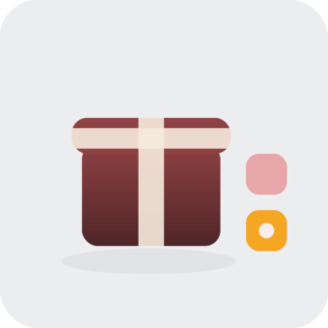 shopify gift box store custom options: a wrapped gift box with size and wrap-style option chips